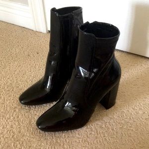 ALDO Black Patent (Faux) Leather Ankle Boots